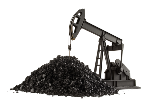 a oil pump with a crane on top isolated on a transparent background