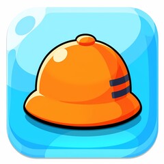 Fototapeta premium An chunky image of a orange hat with a black stripe on the side. The background is a icy cyan color, adding depth and contrast.