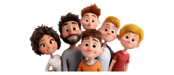 cartoon Family: Animated characters on white
