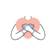 ハートを胸に抱えている両腕