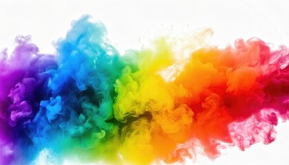 Rainbow Smoke Swirls - Ethereal swirls of rainbow-colored smoke against a white background, perfect for abstract and mystical themes.

