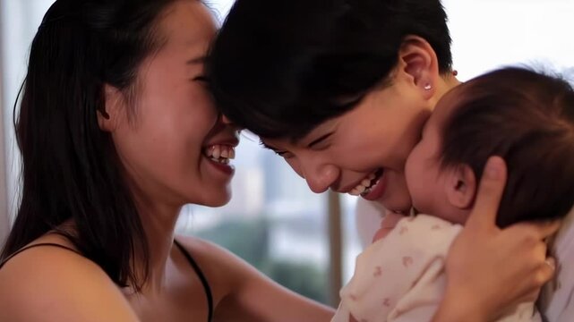 Mothers sharing a tender moment with their baby