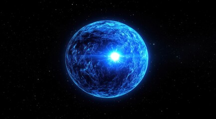 Fototapeta premium Celestial Body Emits Brilliant Blue Light In Space