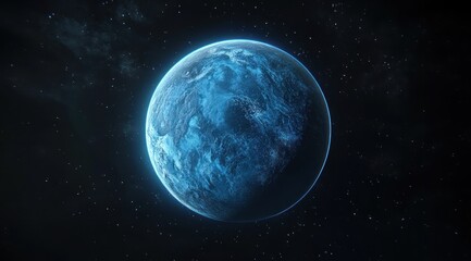 Obraz premium Glowing Blue Planet In Dark Space