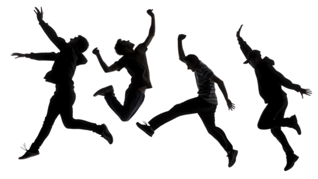 silhouettes of jumping man 