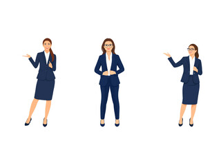 Fototapeta premium A Collection of Flat Illustration Businesswoman Doing Different Actions, Isolated on Transparent Background.
