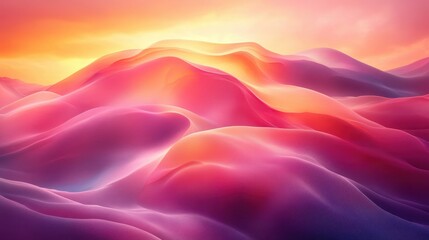 Obraz premium Abstract Colorful Landscape with Smooth Gradient Waves at Sunset
