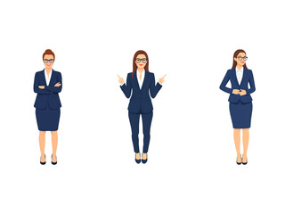 Fototapeta premium A Collection of Flat Illustration Businesswoman Doing Different Actions, Isolated on Transparent Background.