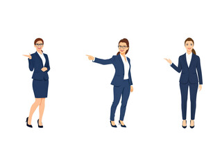 Fototapeta premium A Collection of Flat Illustration Businesswoman Doing Different Actions, Isolated on Transparent Background.