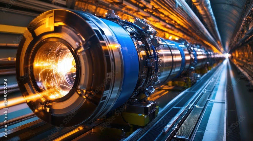 Poster accelerator particle beam technology inside tunnel