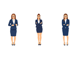 Fototapeta premium A Collection of Flat Illustration Businesswoman Doing Different Actions, Isolated on Transparent Background.