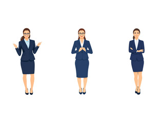 Fototapeta premium A Collection of Flat Illustration Businesswoman Doing Different Actions, Isolated on Transparent Background.