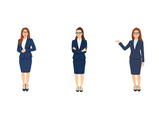 Fototapeta premium A Collection of Flat Illustration Businesswoman Doing Different Actions, Isolated on Transparent Background.