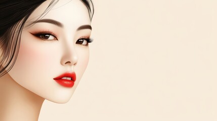 Fototapeta premium Elegant Portrait Illustration of a Young Woman
