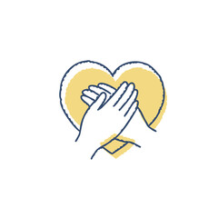 ハートと重ね合う手