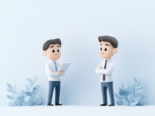 Obraz premium 3d Cartoon Businessmen Talking in Office