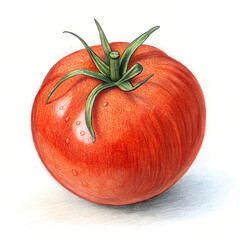 Realistic red tomato illustration with detailed texture