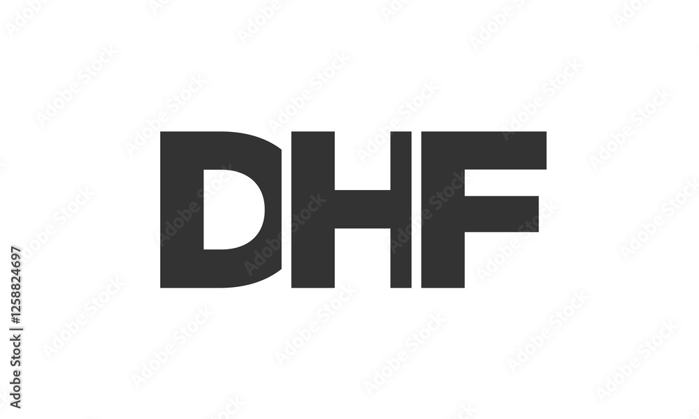Poster dhf logo design template with strong and modern bold text. initial based vector logotype featuring s