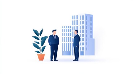 businessmen discussing deal outdoors