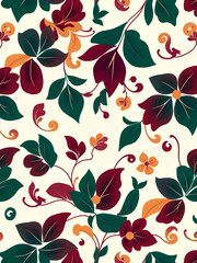 seamless pattern with flowers and leaves