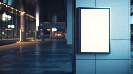 Blank Billboard Mockup at Night in City