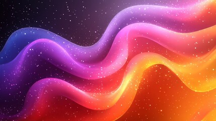 Colorful Waves with Sparkles and Gradients on a Dark Background