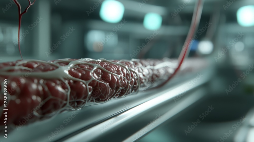 Poster detailed portrayal of a human artery displaying its complex structure in a controlled lab setting un