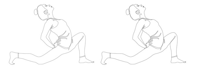 One Line Drawing of Women in Yoga Pose