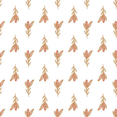 Watercolor seamless pattern with herbs and flowers. Romantic floral background. Fabric design.