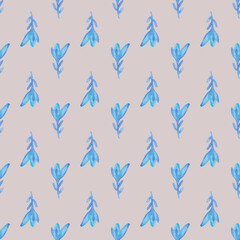 Watercolor seamless pattern with herbs and flowers. Romantic floral background. Fabric design.