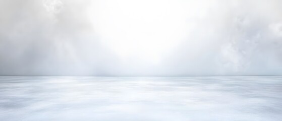 Obraz premium Serene White Minimalist Studio Background, Empty Room, Blank Space, Light Grey Wall, Floor, Product Photography Backdrop