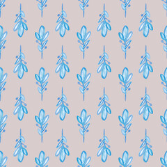 Watercolor seamless pattern with herbs and flowers. Romantic floral background. Fabric design.
