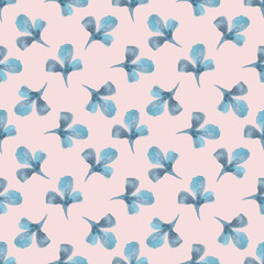 Watercolor seamless pattern with herbs and flowers. Romantic floral background. Fabric design.