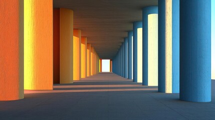 Fototapeta premium Colorful Columns in Abstract Architecture