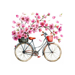 pink bicycle with flowers