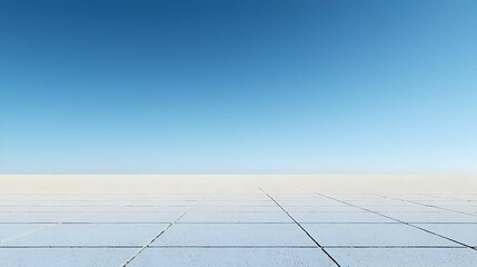 Bright Blue Sky Over White Tiled Ground