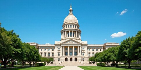 Obraz premium Texas State Capitol building, clear blue sky, Austin , cityscape, city, American