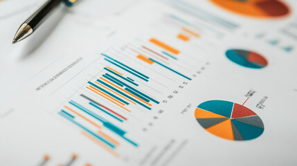 Professional business team working on a project together in the office Using innovation economic growth charts and network connections to accompany the data. in analyzing future trends