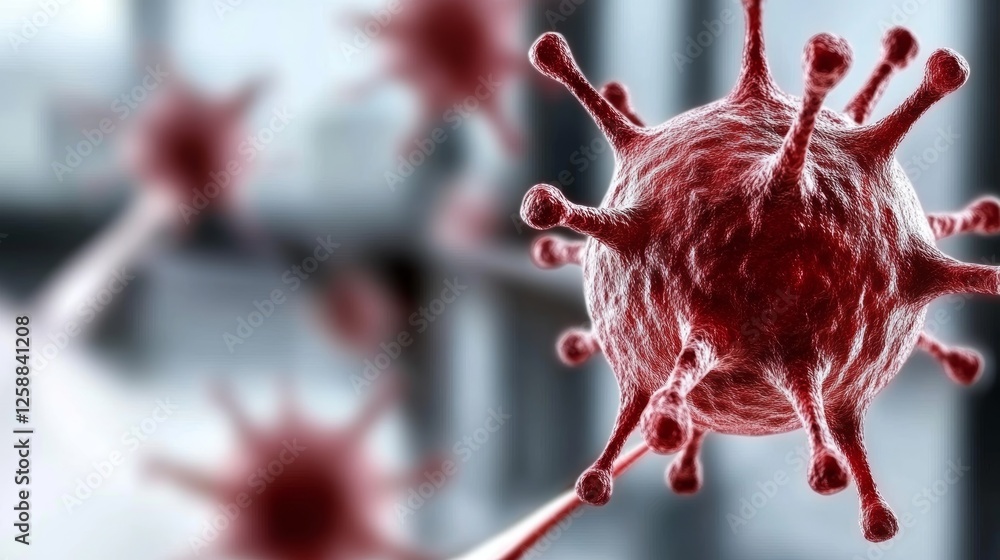 Poster detailed view of antibodies interacting with pathogens in a laboratory setting showcasing the comple