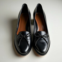 "Black Leather Lace-Up Heels for Women: Timeless 1940s Design with Curved Wooden Heel and Elegant Perforated Detailing"

