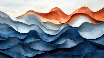 Obraz premium Abstract Waves with Warm Tones in Contemporary Art Composition