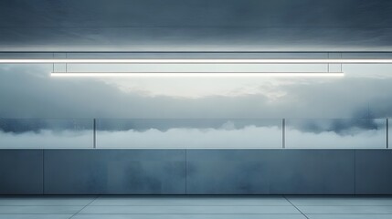 Modern Minimalist Balcony Design with Foggy Mountain View