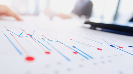 Fototapeta premium Professional business team working on a project together in the office Using innovation economic growth charts and network connections to accompany the data. in analyzing future trends