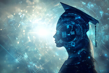 E-learning graduate certificate concept with virtual education technology
