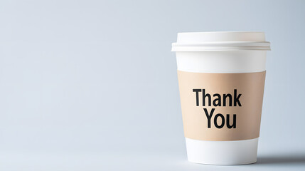 Appreciation Coffee: "Thank You" message on a take-out cup, symbolizing gratitude and a warm gesture with a beverage.