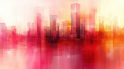 Abstract Cityscape with Warm Hues and Light Effects at Dusk