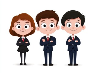 cartoon Business team in suits