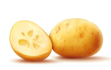 potatoes displayed on a clean white background, showcasing their natural texture and earthy color.