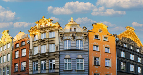 Gothic rooftops of ancient houses in the Old Town of Gdansk