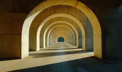 Obraz premium Symmetrical Concrete Arches create an Endless Perspective of Architectural Beauty